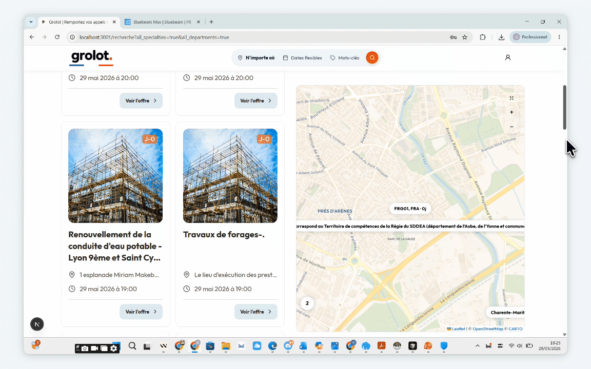 Aperçu : planning généré à partir du DCE